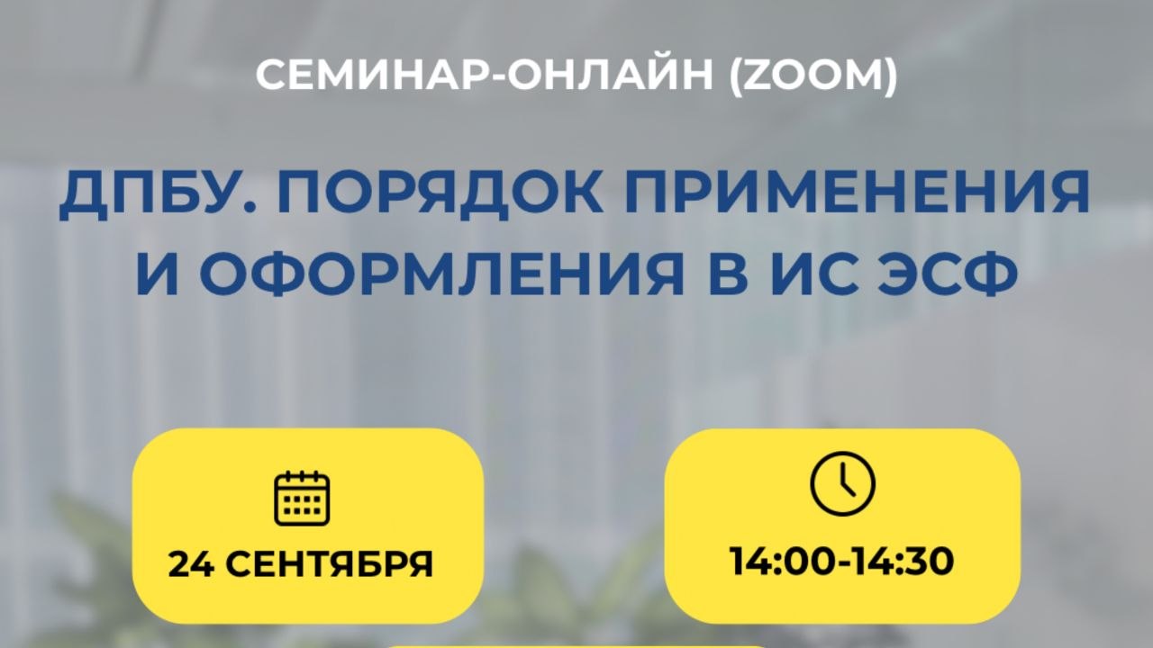 ДПБУ. Порядок применения и оформления в ИС ЭСФ (Zoom)